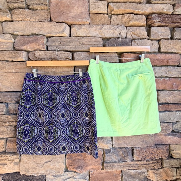 Lot of 2 EP Pro Women's Sz 4 Green & Purple Paisley Pickleball Golf Skirt Skort - Picture 2 of 16